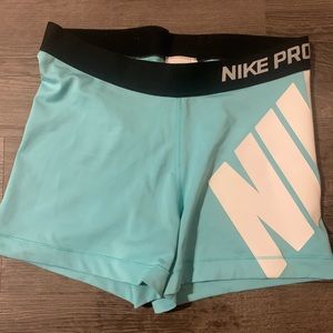 Turquoise Nike Pros Shorts